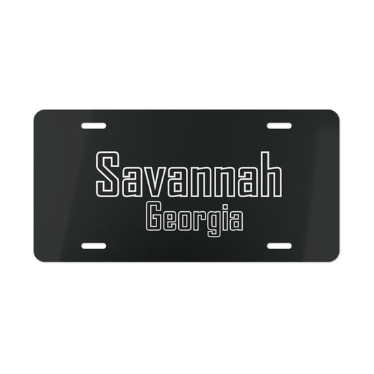Savannah Georgia Vanity Plate (Black)